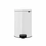 Brabantia NewIcon - Cubo de Basura de Pedal de 20L, Acero, Color Blanco