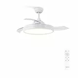 CREATE / WIND CLEAR M/Ventilador de techo con luz blanco con mando / 40W, Ø108 cm, temporizador, 6 velocidades, aspas retráctiles, 3 temperaturas de luz, función verano-invierno