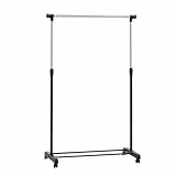 Amazon Basics Perchero de barra con ruedas, cromado, (91.5-145) x 42 x (134-161) cm (L x W x H)