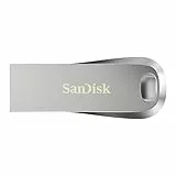 SanDisk Ultra Luxe Pendrive 128 GB USB Type-A (Flash Drive, Read Speed up to 400 MB/s, USB 3.2 Gen 1 + USB 3.0 compatible, Password Protection, RescuePRO Deluxe, Metallic) Silver