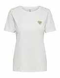 ONLY Onlkita Life S/S Logo Top Noos Camiseta, Cloud Dancer/Print:Gold Glitter Heart, M para Mujer