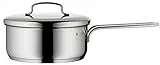 WMF Mini - Cazo Ø 16 cm Apróx 1,2 L, Borde Vertedor, Apilable de Acero Inoxidable Cromargan Publido, Apto Inducción, Sin Recubrimiento Con Tapa