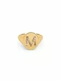 SINGULARU - Anillo Personalizado Signet Letter Colors. Ajustable. Latón con Acabado Baño de Oro de 18 Kt. Talla Unica. Joyas para Mujer. Letra M