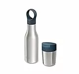 Joseph Joseph Refill Reuse Repeat - Set de 2 tazas y botellas de viaje, acero inoxidable, taza de café reutilizable y botella térmica aislante
