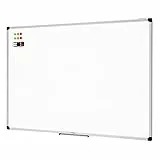 Amazon Basics Pizarra blanca magnética con bandeja para rotuladores y marco de aluminio, 120 cm x 90 cm