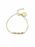 SINGULARU - Pulsera Daylight Acero Baño Oro. Acero con Acabado Baño de Oro de 18 Kt y Piedras Naturales. Joyas para Mujer