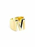 SINGULARU - Anillo Personalizado Letter Signet. Macizo Ajustable. Latón con Acabado Baño de Oro de 18 Kt. Talla Unica. Joyas para Mujer. Letra M