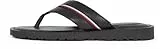 Tommy Hilfiger Sandalias Hombre Core Toe Post de piel, Negro (Black), 46