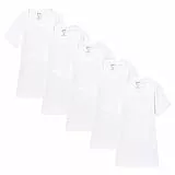 Abanderado Pack Camisetas de Manga Corta Cuello Redondo Junior Algodón 100% Niño x5, Blanco, 8 años