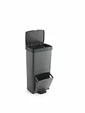 Cubo de basura o reciclaje 70L, VERTICAL, en 2 Compartimentos, Papelera para residuos, 76 cm de altura, fácil gestión, Negro antracita