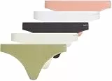 Calvin Klein Tanga Mujer Pack de 5 Thong Ropa Interior, Multicolor (A Gry/Wht/L PCH/Gls YLW/IGN Gry), S