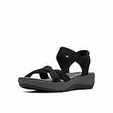 Clarks Sandalia plana Arla Shore para mujer, Negro (Black Textile), 36 EU