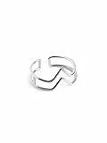 SINGULARU - Anillo Double Peak Plata - Anillo Ajustable - Plata de Ley 925 con Acabado Baño de Rodio - Talla Unica - Joyas para Mujer - Hecho en España