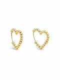 SINGULARU - Pendientes Cora Dots. Acero con Acabado en Baño Oro de 18Kt. Motivo Corazón y con Cierre Congo/Click. Joyas para Mujer