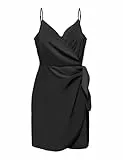 ONLY Onlalma Life Poly Isa Wrap Dress Solid, Negro, L Mujeres