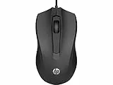 HP 100 - Ratón con Cable (1600 PPP, 2 Botones y Rueda de Desplazamiento, Conexión con cable USB, Windows), Color Negro