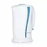 Orbegozo KT 5002, hervidor agua eléctrico, 750-900 W, 1 litro de capacidad, libre de BPA, jarra extraíble, filtro en la tapa, protección contra sobrecalentamiento, resistencia sumergida, color blanco