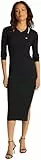 Tommy Jeans Vestido Tipo Polo Mujer Midi con Apertura en la Pierna, Negro (Black), S