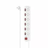HAMA | Regleta de 6 Tomas con Interruptor (Cable de 1,4 Metros, Interruptor General y Control para Cada Toma Individual, Montaje en Pared) Color Blanco