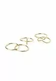 SINGULARU - Pack 5 Anillos Nefertiti. Latón con Acabado Baño de Oro de 18 Kt. Joyas para Mujer. Talla 12