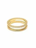 SINGULARU - Anillo Bibiana. Acero con Baño en Oro de 18 Kt y Circonita. Joyas Para Mujer. Talla 10.