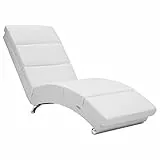 CASARIA® Diván Chaise Longue Tumbona XXL London 186x89x55cm Sillón Ergónomico de Salón Oficina 180Kg Cuero Sintético Blanco