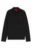 HUGO AUSTIN Chaqueta con cremallera para hombre de mezcla de algodón con estructura de gofre y cremallera, 001Black, M