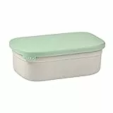 Béaba Lunchbox para niños, fiambrera, Bento, fiambrera en acero inoxidable, a prueva de fugas, con compartimentos, funda de silicona, 760 ml, gris/verde