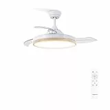 CREATE / WIND CLEAR M/Ventilador de techo con luz madera clara con mando / 40W, Ø108 cm, temporizador, 6 velocidades, aspas retráctiles, 3 temperaturas de luz, función verano-invierno