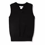 Amazon Essentials Chaleco de Cuello en v y Algodón para Uniforme Niño, Negro, 8 años