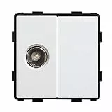 BSEED 1/2 TV con toma de corriente en blanco Blanco 86mm