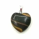 MASBARATA COLGANTE CORAZON PIEDRA DE PLATA DE LEY (OJO DE TIGRE)
