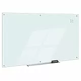 Amazon Basics Pizarra de borrado en seco de vidrio, magnética, 244 x 122 cm, Blanca