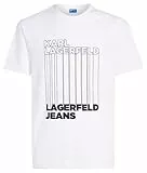 KARL LAGERFELD JEANS, Hombres, Camiseta Normal De Manga Corta con Código De Barras, Corte Regular, Blanco, M