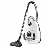AEG VX7-2-IW-S Aspiradora de Trineo con Bolsa, 650W de Potencia, Gran Filtración, Radio de acción de 12m, Silencioso, 69dB de Ruido, Cepillos Suelos Duros, Cepillo Turbo, Blanco