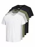 Jack & Jones Male 5er-Pack Logo T-Shirt Camiseta, Blanco, L para Hombre