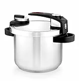 BRA Tekna Olla a Presión Rápida de Fácil Apertura de 6 Litros, Fabricada en Acero Inoxidable 18/10, Con 2 Programas de Cocción y Sistema de Bloqueo de Apertura, Apta para Todo Tipo de Cocinas
