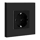 BSEED Schuko Enchufe Simple Negro,Enchufe de pared con Panel de Plastico,16A 250V toma de corriente,enchufes de extensión para Cocina, Dormitorio, Oficina, Hotel, etc