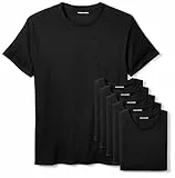 Amazon Essentials Camisetas Interiores de Algodón con Cuello Redondo, Básicas, Versátiles y Suaves Hombre, Pack de 6, Negro, L