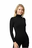 YSABEL MORA Camiseta Térmica para Mujer de Cuello Alto. Ropa Térmica de Chica con Cuello Cisne para Invierno y Frío Extremo. Térmico Interior para Deporte y Nieve. Color Negro. Talla M