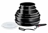 Tefal Ingenio Easy On - Juego de 3 Sartenes 22/24/26 cm + 2 Cazos 16/18 cm + Wok 26 cm + Mango extraíble + 3 Accesorios No apto inducción, antiadherentes, Thermo-signal, sin PFOA
