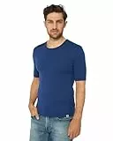 DANISH ENDURANCE Camiseta Termica Hombre Manga Corta en Lana Merino, Azul Oscuro, M