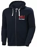 Helly Hansen Hombre Sudadera Logo HH con Capucha Y Cremallera, S, Azul Marino