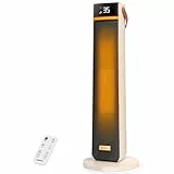 Aigostar Calefactor Cerámico con Luz Nocturna, Mando a Distancia y Pantalla Táctil LED, 2000W, Función ECO, 4 Modos, Silencioso, Temporizador 24H, Temperatura Ajustable 5-35°C, Oscilación y Asa