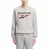 Reebok Identity Big Logo Fleece Crew Sudadera, Medium Grey Heather/Vector Red, S para Hombre