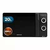 Cecotec Microondas con Grill Negro ProClean 3130. 700 W en 6 Niveles, Capacidad de 20 L, Revestimiento Ready2Clean, Tecnología 3DWave, Diseño puerta FullCrystal y Detalles metálicos