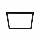BRILONER - Plafón LED, Panel LED, Ultra Plano, Efecto Retroiluminación, Luz Blanca Neutra, 16W, 1900 Lúm, Luces Habitacion, Cuadrado, Cocina, Luz, 24x24 cm, Negro