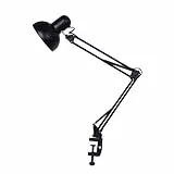 HOMSFOU Lámpara De Mesa Con Abrazadera De Brazo Oscilante Negro Luz De Oficina Y Estudio Para Superficies Verticales Y Horizontales Sin Bombilla