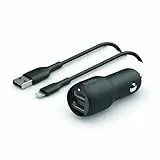 Belkin Cargador para Coche Doble USB de 24 W + Cable Lightning Boost Charge (2 Puertos USB, para iPhone 14/14 Plus, 14 Pro, 14 Pro Max, 13, 12 y Modelos Anteriores además de iPad y AirPods)