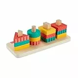 Fisher-Price Juguete para apilar con círculos, triángulos y cuadrados de madera, 13 piezas fabricadas con material certificado FSC, juego inspirado en Montessori, +2 años (HXV05)